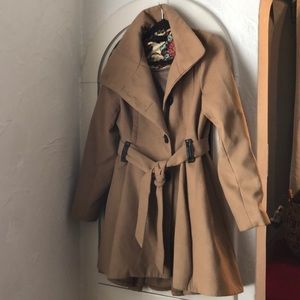 Steve Madden Camel Pea Coat Trench Coat Winter